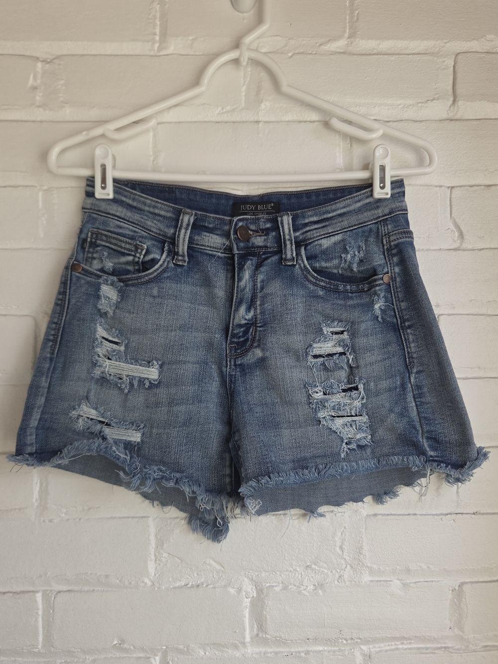 Judy Blue Women's Distressed Denim Jean Shorts Stretch Cut Offs Size S